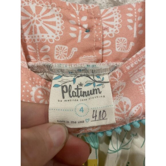 Matilda Jane Platinum Top Girls 4 Floral Patch Pockets Lace Trim Pink Ivory - Picture 3 of 4